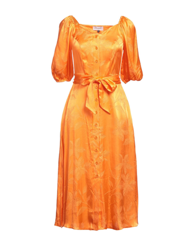 Shop Closet Woman Midi Dress Orange Size 10 Viscose