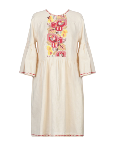 Shop Attic And Barn Woman Mini Dress Beige Size 6 Cotton, Linen