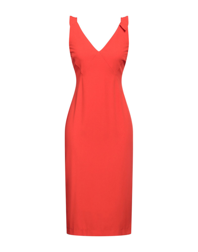 Shop Soallure Woman Midi Dress Orange Size 6 Polyester, Elastane