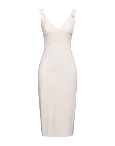 Shop Soallure Woman Midi Dress Beige Size 6 Polyester, Elastane