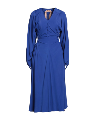 Shop Ndegree21 Woman Midi Dress Bright Blue Size 8 Acetate, Silk
