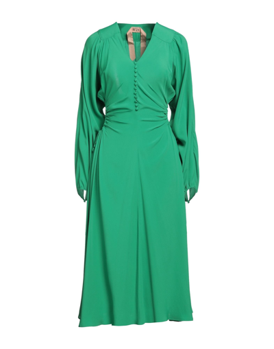 Shop Ndegree21 Woman Midi Dress Green Size 8 Acetate, Silk