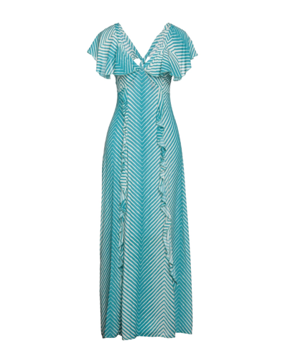 Shop Soallure Woman Maxi Dress Azure Size 6 Viscose In Blue