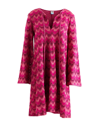 Shop M Missoni Woman Mini Dress Fuchsia Size Xl Cotton, Viscose, Polyamide, Metallic Polyester In Pink