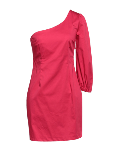 Shop Soallure Woman Mini Dress Fuchsia Size 8 Cotton, Elastane In Pink