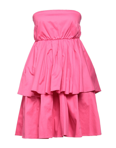Shop Giulia N Woman Mini Dress Fuchsia Size M Cotton, Elastane In Pink