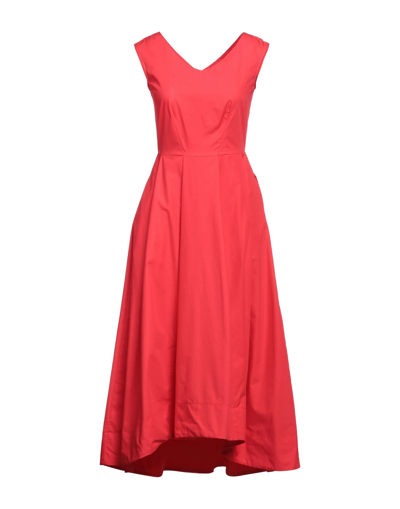 Shop Closet Woman Midi Dress Red Size 4 Cotton