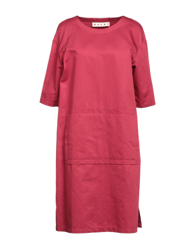 Shop Marni Woman Midi Dress Brick Red Size 4 Cotton, Flax