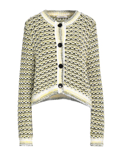 Shop Dorothee Schumacher Woman Cardigan Yellow Size 4 Wool, Synthetic Fibers, Cotton, Linen, Cashmere
