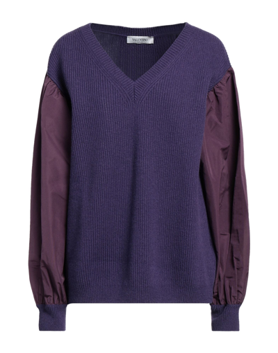 Shop Valentino Garavani Woman Sweater Dark Purple Size M Virgin Wool, Cashmere, Cotton, Polyamide