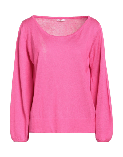 Shop Rossopuro Woman Sweater Fuchsia Size 10 Silk, Cashmere In Pink