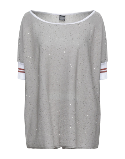 Shop Lorena Antoniazzi Woman Sweater Dove Grey Size 8 Cotton, Polyester, Metallic Fiber, Nylon