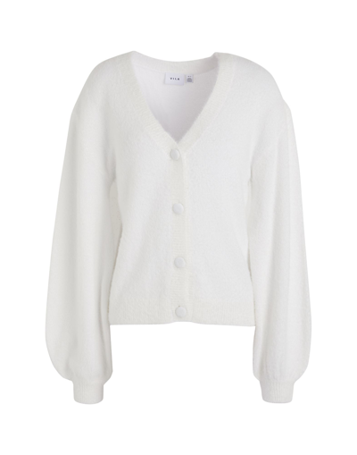 Shop Vila Woman Cardigan White Size L Acrylic, Nylon