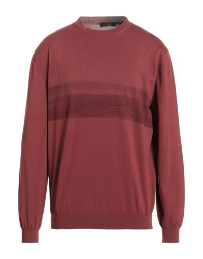 Shop Zegna Man Sweater Brick Red Size 46 Cotton