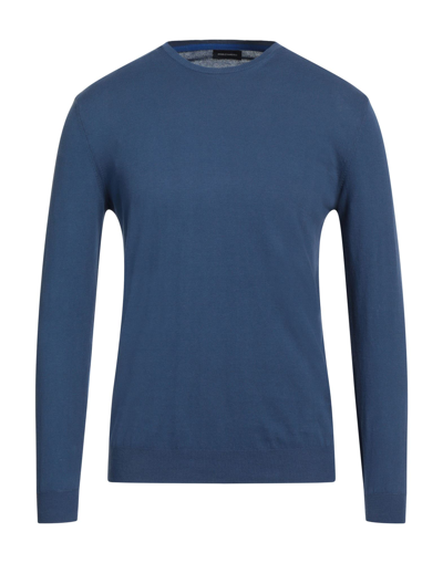 Shop Angelo Nardelli Man Sweater Slate Blue Size Xxl Cotton