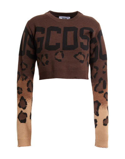 Shop Gcds Woman Sweater Brown Size M Wool, Acrylic