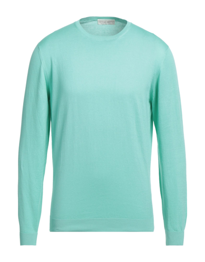 Shop Filippo De Laurentiis Man Sweater Turquoise Size 44 Cotton In Blue