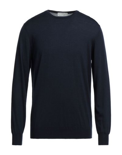 Shop Filippo De Laurentiis Man Sweater Midnight Blue Size 40 Super 140s Wool, Silk, Cashmere