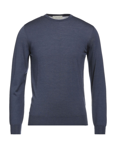 Shop Filippo De Laurentiis Man Sweater Slate Blue Size 36 Super 140s Wool, Silk, Cashmere