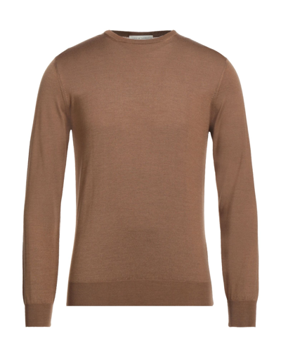 Shop Filippo De Laurentiis Man Sweater Camel Size 42 Super 140s Wool, Silk, Cashmere In Beige