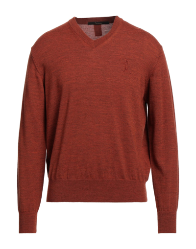 Shop Billionaire Man Sweater Rust Size L Virgin Wool In Red