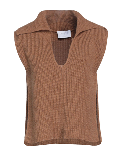 Shop Daniele Fiesoli Woman Sweater Camel Size 2 Merino Wool In Beige