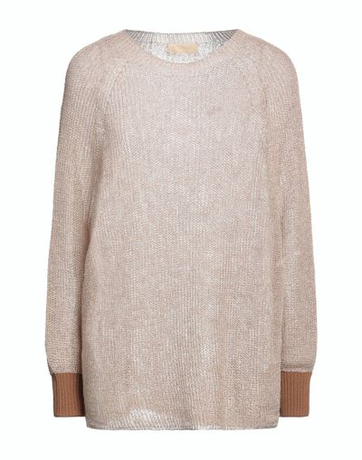 Shop Momoní Woman Sweater Beige Size L Polyester, Linen, Polyamide, Viscose