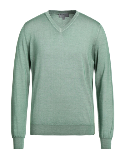 Shop Canali Man Sweater Light Green Size 48 Wool, Silk