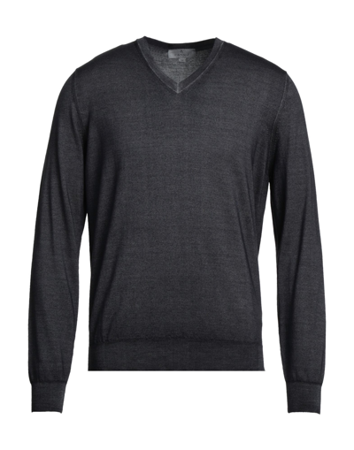 Shop Canali Man Sweater Lead Size 42 Wool, Silk In Grey