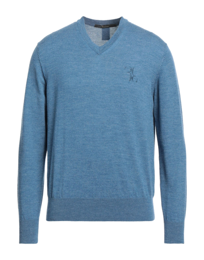 Shop Billionaire Man Sweater Slate Blue Size S Virgin Wool