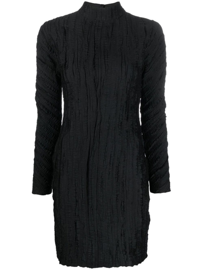 Shop Rodebjer Crease-effect Mock Neck Dress In Black