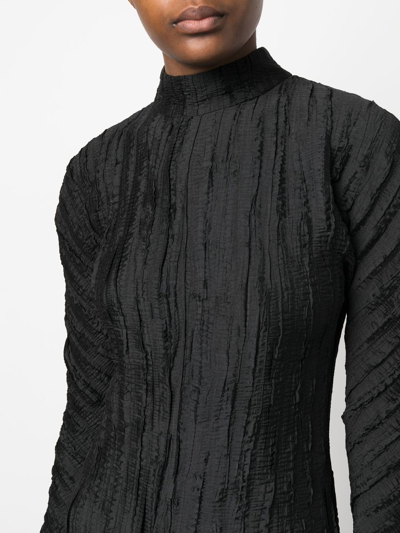 Shop Rodebjer Crease-effect Mock Neck Dress In Black