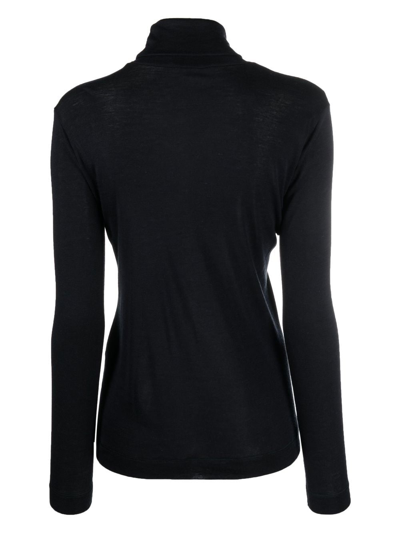 Hanro Womens Black Woolen Turtleneck Wool-silk Blend Top In Black
