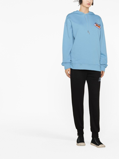 Shop Opening Ceremony Patch-detail Cotton Hoodie In Blue