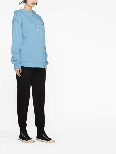 Shop Opening Ceremony Patch-detail Cotton Hoodie In Blue