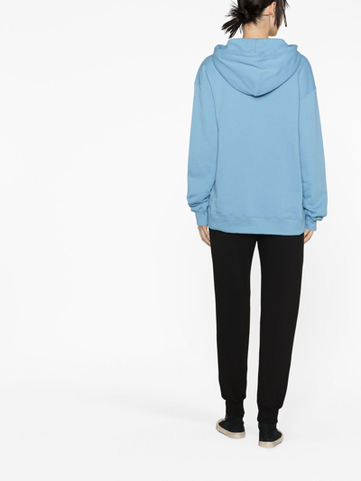 Opening Ceremony Patch-detail Cotton Hoodie In Blue
