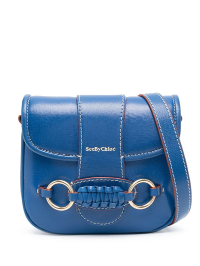 Shop See By Chloé Saddie Leather Crossbody Bag In Blue