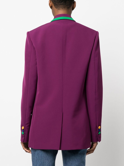 Shop Alessandro Enriquez Contrasting-border Single-breasted Blazer In Purple