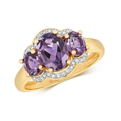 Pre-owned So Diamant & Amethyst Ring Grössen J-q Gelbes Gold