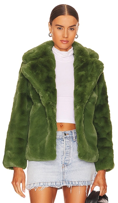 Shop Apparis Milly Faux Fur Jacket In Dark Green