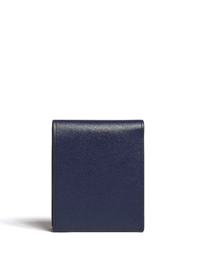 Shop Marni Logo-print Leather Bi-fold Wallet In 蓝色