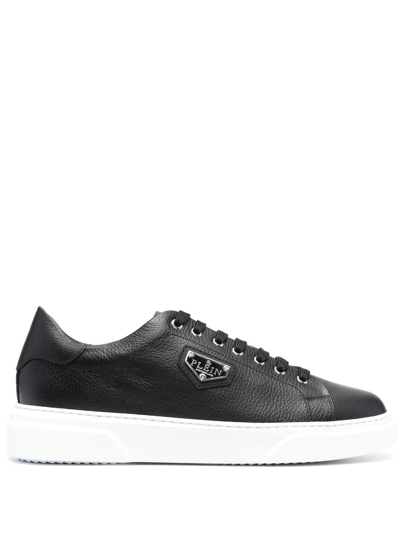 Shop Philipp Plein Iconic Plein Low-top Sneakers In 黑色