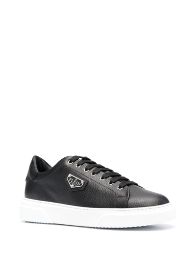 Shop Philipp Plein Iconic Plein Low-top Sneakers In 黑色