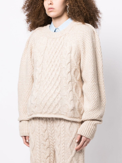 Shop Low Classic Cable-knit Jumper In Neutrals