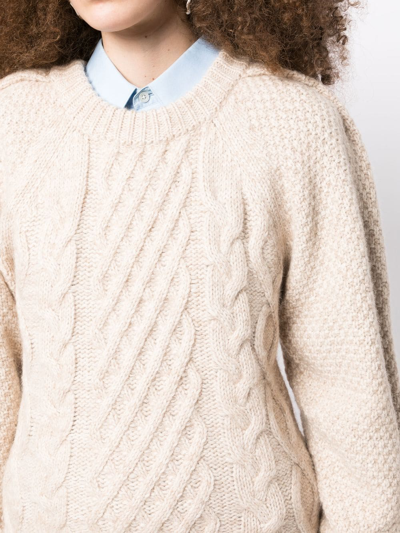 Shop Low Classic Cable-knit Jumper In Neutrals