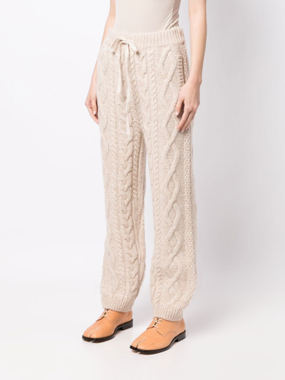 Shop Low Classic Cable-knit Straight Trousers In 中性色