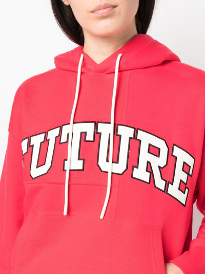Shop Msgm Future Embroidered-logo Varsity Hoodie In 粉色