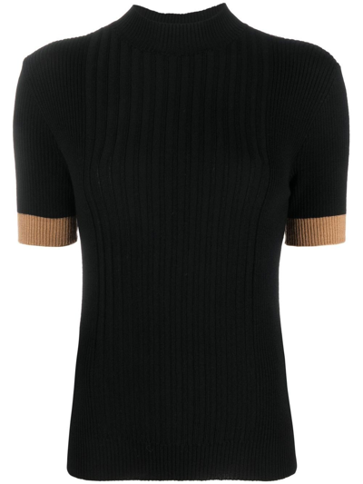 Shop Marni Short-sleeve Crew-neck Knit Top In Black