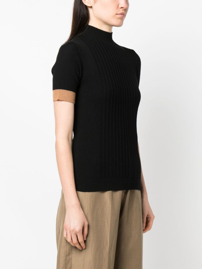 Shop Marni Short-sleeve Crew-neck Knit Top In Black