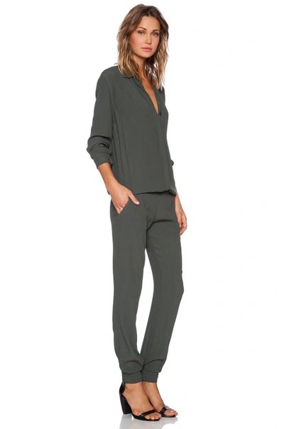 Shop Monrow Crepe Long Sleeve Jumpsuit In Camo